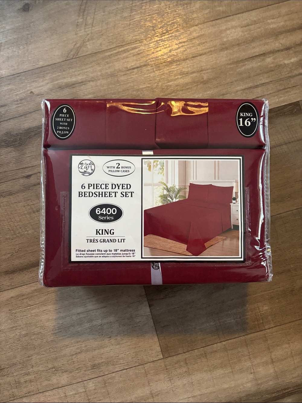 6400 Series 6-Piece King Bedsheet Set - Deep Red